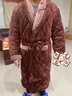 曲果（QUGUO）情侣睡衣冬季三层珊瑚绒夹棉女士加长款男士睡袍加厚保暖冬天浴袍 7925男款-棕红 XL 实拍图