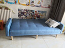 欧柏盛布艺沙发床简约新款科技布猫爪皮双三四人可折叠客厅小户型出租房 雾霾蓝色(亲肤棉麻布) 四人位 2m *加宽1.1米）+抱枕 实拍图
