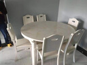 轻奢大理石实木餐桌现代简约台面长方形可伸缩折叠圆桌面家用圆形 白色框架[不带电磁炉] 1.2m [大理石餐桌]*单桌 实拍图