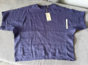 无印良品（MUJI） 女式 麻混粘纤纤维短袖罩衫t恤上衣打底衫内搭 BC2IUC4S 烟熏蓝色 L(165/88A) 晒单实拍图