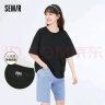 森马（Semir）【多彩T恤合辑】短袖T恤女宽松简约短款字母印花内搭外穿上衣集合 D款典雅猫咪-黑色90001 155/80A/S 实拍图