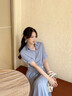 AEMAPE两件套连衣裙女2025夏季新款女装气质显瘦绝美衬衫简约套装裙子 冰融蓝 L （建议105-120斤） 实拍图