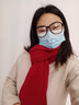 目丸新款日系围巾男冬季学生毛线百搭围脖女加厚纯色针织生日礼物ins 红色 实拍图