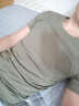 简束 短袖T恤男纯色棉质t恤夏季休闲运动紧身t恤男圆领修身打底汗衫潮 军绿色 L（63kg左右） 实拍图