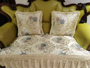 宝跃 欧式沙发垫坐垫子贵妃123四季通用美式沙发巾靠背巾扶手巾定做 欧丽莎/金色 坐垫90*75（含20下垂） 实拍图