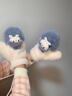素锦初澜 手套女秋冬季学生可爱卡通毛绒绒加绒加厚冬天手套女生挂脖连指 蓝灰色（店长推荐） 均码通用 实拍图