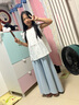 浪莎休闲裙裤女夏季2025薄款冰丝阔腿裤半身裙女小个子高腰显瘦a字裙 清新蓝【透气+防走光内衬】 S 【推荐80-100斤】 实拍图