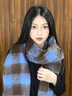 纳斯迪伦鲨鱼围巾男女秋冬季新款百搭韩版送女友礼物千鸟格子流苏冬天围脖潮 雾霾蓝 实拍图