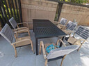 藤朝家具（Teng chao jia ju）铝合金户外桌椅套装庭院桌椅组合防锈室外院子露天台休闲桌椅 标准款：6椅+160CM拼花桌 升级铝合金框架+塑木面板 实拍图