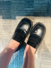 热风乐福鞋女新款时尚JK单鞋学院风简约复古英伦浅口小皮鞋 01黑色 37（正码） 实拍图