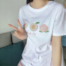 蝗裳一族白小T100%纯棉短袖t恤女2024新款夏季学生韩版宽松半袖上衣服 水蜜桃-白【100%优质纯棉】 M 【建议80-105斤】 实拍图