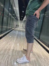 CHARLUOEL牛仔短裤男秋季薄款宽松潮牌韩版透气直筒休闲七分中裤子男士潮流 2156灰色 31 实拍图
