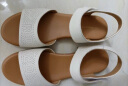 红蜻蜓女鞋夏款舒适简约坡跟女凉鞋舒适妈妈款凉鞋WTK210461 米白色 36 实拍图