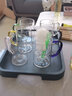 格娜斯（CRISTALGLASS）玻璃杯家用耐热带把水杯套装泡茶杯家庭高颜值牛奶杯子耐高温水壶 300ml六色杯+墨蓝竹木托盘 实拍图
