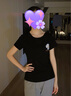 幻黛短袖t恤女夏季女装棉白色打底衫品牌纯色女士短袖新款印花白t恤女 白色款-海豚图案 M 【建议90-100斤】 实拍图