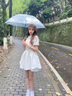 欧维沃（OUWEIWO）甜美气质国风改良蝴蝶结收腰连衣裙女学生夏季小个子a字裙子高腰 米白色连衣裙 S 实拍图