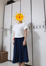 苏彩尼棉麻连衣裙女装2025年夏季新款小个子时尚休闲收腰显瘦中长款裙子 上白下藏青 M （建议98-107斤） 实拍图