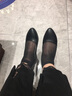 黑色皮鞋女工作鞋舒适软底夏季透气坡跟职业正装鞋女学生面试单鞋 8632尖圆头3cm 36 实拍图