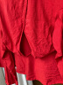 乱在江南纯色系带棉麻连衣裙长袖春季新款原创休闲女装气质优雅大摆裙 红色 M 晒单实拍图