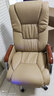 曙光童年真皮老板椅商务按摩大班椅实木办公椅可躺升降转椅家用椅子电脑椅 卡其色+搁脚 纳帕皮 实拍图