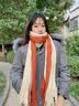 莱维森 围巾女长款披肩秋冬季学生情侣仿羊绒流苏保暖拼色围脖节日礼盒 双色贴标 米+焦糖色 普通装 实拍图