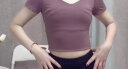 徽昂瑜伽服女上衣短袖跑步形体运动速干修身健身房自带胸垫T恤果紫M 实拍图