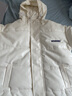 布恩普棉服男米白色PU皮棉袄外套男冬季感连帽羽面包绒服情侣装棉衣 白色 M 实拍图