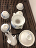 杰艺茶具泡茶器 陶瓷功夫茶具套装 简易整套青花盖碗家用白瓷茶杯茶壶 12头功夫茶具【荷塘春色】 12头 实拍图