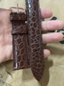 世辉双面鳄鱼皮表带男真皮适用天梭美度万国欧米茄浪琴积家手表带链女 棕色棕线黄金色扣-针扣款 接口宽度20MM 实拍图