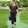 俞兆林（YUZHAOLIN）中老年女装套装奶奶装短袖T恤胖妈妈两件套夏季太太加肥大码衣服 小花套装 6XL 建议170-185左右 晒单实拍图