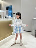 安妮优儿女童JK套装春秋2025秋装新款学院风韩版百褶裙毛衣开衫三件套洋气 蓝色三件套（裙子+衬衣+开衫） 120 实拍图