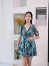 宜肤防晒泳衣女时尚性感遮肚显瘦保守大码女士温泉裙式连体平角泳装 实拍图