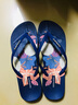 黑玛（Hotmarzz）人字拖女防滑防臭2024印花情侣款拖鞋女士夏季防滑夹脚沙滩拖鞋 0764-深蓝色 40 (259mm) 实拍图