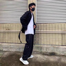 ARNTARE官方潮牌休闲裤男女同款春季宽松大码直筒时尚百搭运动卫裤长裤子 米白色（NE01） L（体重120-140斤） 实拍图