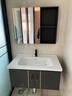 阔宅小户型太空铝浴室柜镜柜组合岩板悬挂式卫生间洗脸盆柜组合家用洗 80*47CM悬挂主柜+陶瓷盆+五金配件 实拍图