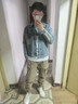 择肯春季帅气工装拼接2021年复古宽松韩版休闲夹克百搭潮流牛仔外套男 蓝绿 L【130斤左右】 实拍图