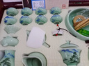 承韵尚樽（VHUNSZON）景德镇手绘功夫茶具套装青瓷整套荷花盖碗杯子客厅办公高档送礼 梅子青手绘全家福+礼盒包装 21件 实拍图