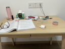蔓斯菲尔（MSFE） 书桌书柜组合电脑桌台式写字桌家用办公桌子实木腿书桌椅组合 【升级款+牛角椅】100cm原木色 实拍图