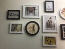 纪恒暄 照片墙组合客厅餐厅实木相片墙木质墙面装饰画框楼梯装裱挂墙 巧克力白+插画（方圆款） 实拍图