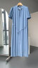 颜域新中式女装连衣裙2024新款夏装优雅气质百褶裙短袖中长款裙子 蓝色 XL/42 晒单实拍图