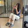 洁丽雅拖鞋女夏季2025年新款可爱家用居家居浴室洗澡防滑情侣凉拖夏外穿 黑色 44-45 (适合43-44码) 实拍图
