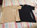 雅鹿短袖t恤男纯棉圆领韩版宽松大码半截袖青少年学生夏季休闲男士t恤 黑/鲨鱼嗨脾白 L （重120-130斤高165-170） 实拍图