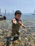 SEKOYA赶海装备儿童玩水裤沙滩水鞋连体防水背带下水裤抓鱼半身涉水衣服 2001J 卡其色 胶底 SS(身高88-105CM) 实拍图