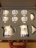 茗枝羊脂玉白瓷茶具套装家用手绘陶瓷功夫茶杯茶壶整套送老师伴手礼物 10头印象青花蓝莲花茶具套组 礼盒装 实拍图