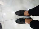 偏大一码 皮鞋男韩版发型师 青年美发师 布洛克增高鞋流行休闲一脚蹬流苏皮鞋婚鞋男YDL 6967黑色套脚增高款 39 实拍图