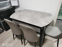 上林春天 岩板餐桌 实木餐桌椅组合现代简约伸缩折叠圆桌吃饭桌子餐厅家具 意大利灰-黑白框架【轻奢皮椅】 1.2m 一桌四椅 实拍图