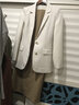 ROEYSHOUSE罗衣知性纯色OL西装外套女装秋装新款修身职业西服01687 米白色 M 实拍图