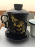 一园 陶瓷茶杯个人专用办公室茶水分离泡茶杯男士高档中式陶瓷杯子 陶瓷四件套杯泡茶杯 田园蓝四件杯 实拍图