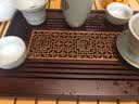 竹制密胺小茶盘托盘储水排水两用茶台茶海创意合金仿黑檀木色功夫茶具盘 中号/储排双用(胡桃/窗花)-密胺/黑 实拍图