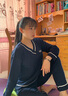 歌佰芬睡衣女秋冬季纯棉长袖睡衣女冬休闲家居服圆领可外穿全棉运动套装 64253中紫 M （80-100斤） 实拍图